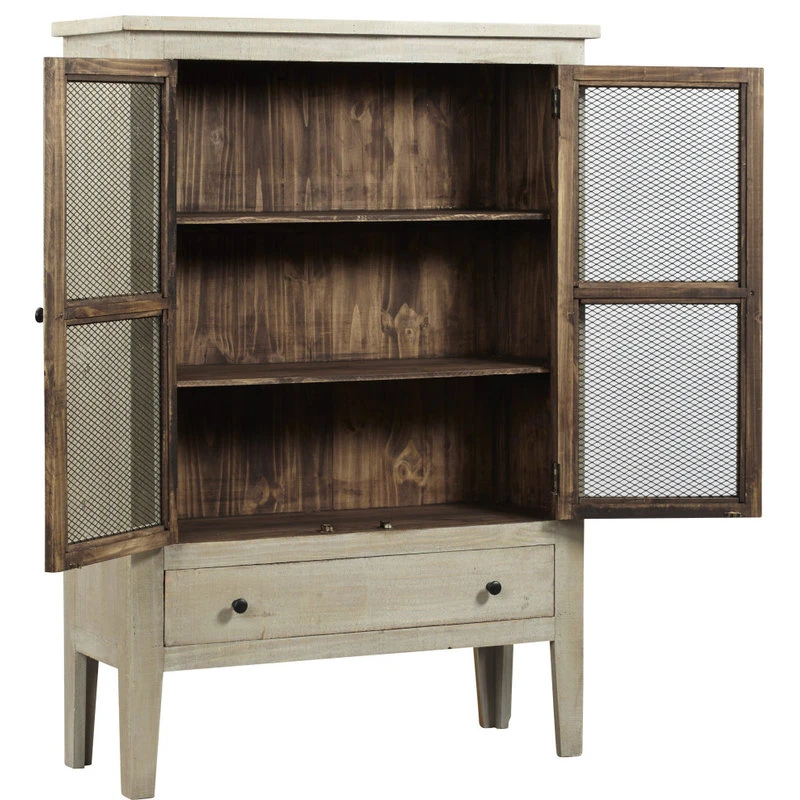 Progressive Furniture Isabella Display Cabinet - Washed Linen, Pine 3 Progressive Furniture Isabella Display Cabinet - Washed Linen, Pine - Image 3
