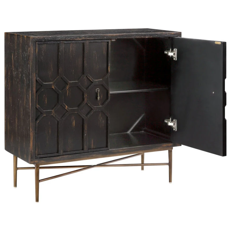 Olliix Madison Park Hanley Distressed 2-Door Accent Chest Cabinet, Black 4 Olliix Madison Park Hanley Distressed 2-Door Accent Chest Cabinet, Black - Image 4