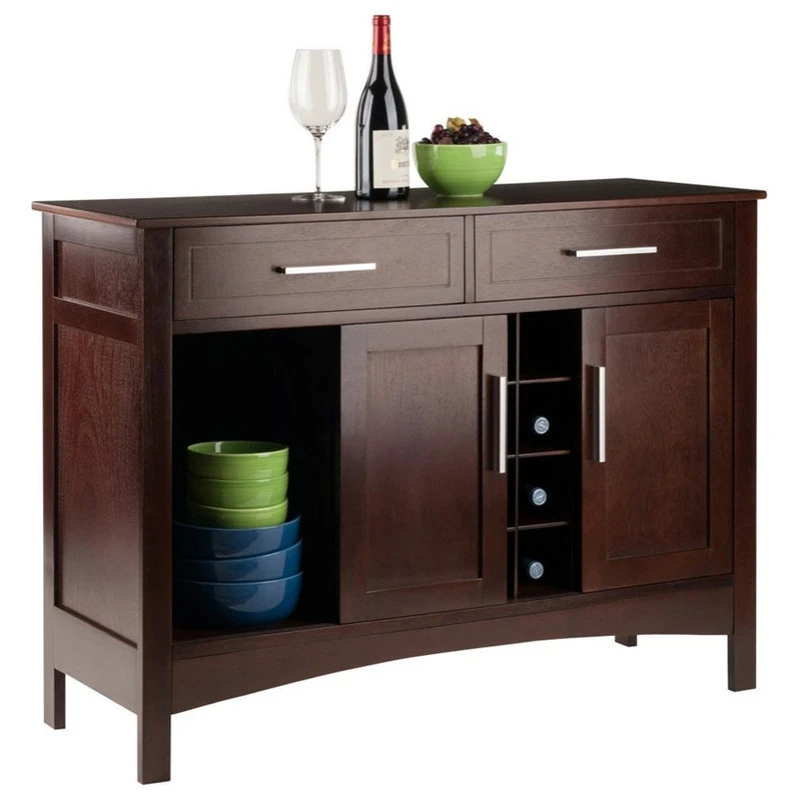 Winsome Gordon Transitional Solid Wood Wine Rack Buffet In Cappuccino 4 Winsome Gordon Transitional Solid Wood Wine Rack Buffet In Cappuccino - Image 4