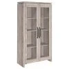 Maklaine Spacious Wooden Curio Cabinet With Two Glass Doors In Gray