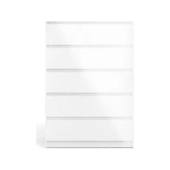 Tvilum 5 Drawer Chest White High Gloss