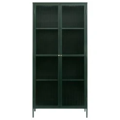 Unique Furniture 75" Contemporary Glass & Metal Display Cabinet In Green