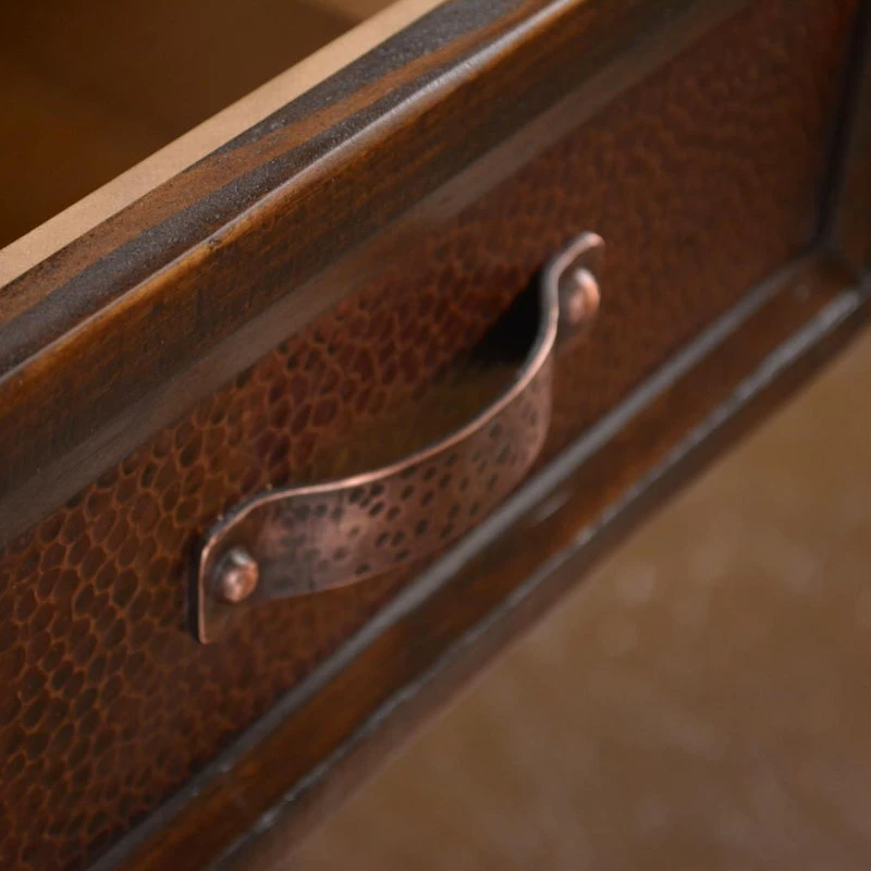 Crafters And Weavers Elements Collection Wood & Copper China Cabinet - Image 4