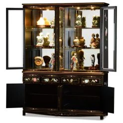 China Furniture And Arts 60" Black Lacquer Pearl Figure Motif China Cabinet -NovaSolo Shop 0b414f090227e442 1749 w800 h800 b1 p0