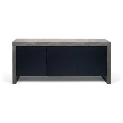 TEMAHOME Kobe 3 Door Sideboard, Faux Concrete/Pure Black