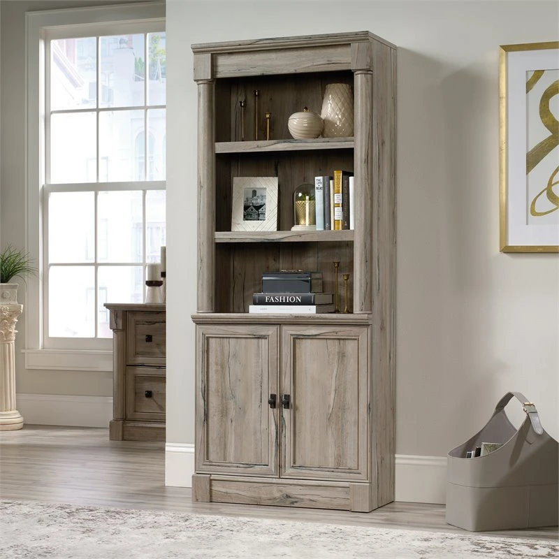 Sauder Palladia Engineered Wood And Metal 3-Shelf Bookcase In Split Oak 5 Sauder Palladia Engineered Wood And Metal 3-Shelf Bookcase In Split Oak - Image 5