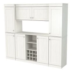 Inval America Inval Shaker Style 4 Piece Buffet And Slim Pantry In Washed Oak Engineered Wood