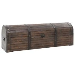 Vida XL International B.V. VidaXL Storage Chest Solid Wood Vintage Style Leather Straps 47.2" Cabinet