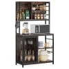 Tribesigns Bakers Rack Hutch, Kitchen Rack With Wine Cabinet And Glass Holder