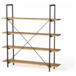 GDFStudio Elizabeth Industrial 4 Shelf Firwood Bookcase