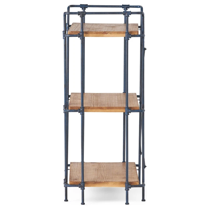 GDFStudio Denise Industrial Outdoor 3-Tier Shelf, Natural And Black 9 GDFStudio Denise Industrial Outdoor 3-Tier Shelf, Natural And Black - Image 9