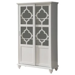 Pilaster Designs Callum Wood Curio Bookcase With Sliding Glass Doors, White