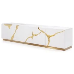 Null Paramount White And Gold TV Stand