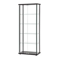 Bowery Hill 5 Shelf Contemporary Glass Wood Curio Cabinet In Black