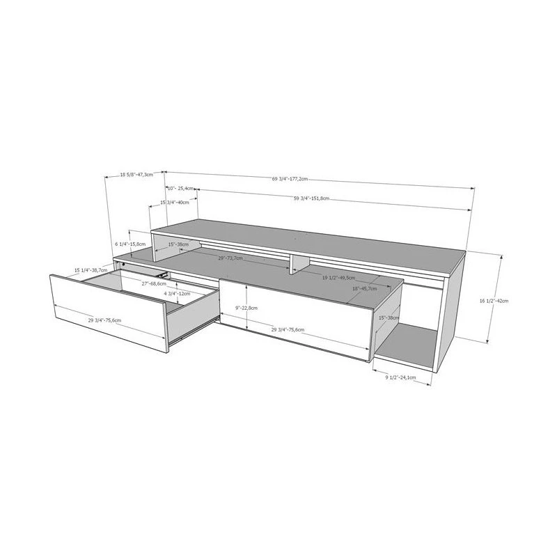 Nexera 112040 Tonik TV Stand 72-inch Walnut & White 4 Nexera 112040 Tonik TV Stand 72-inch Walnut & White - Image 4