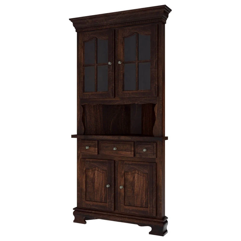 Sierra Living Concepts Inc Carlinville Rustic Solid Wood Glass Door Corner Hutch 1 Sierra Living Concepts Inc Carlinville Rustic Solid Wood Glass Door Corner Hutch
