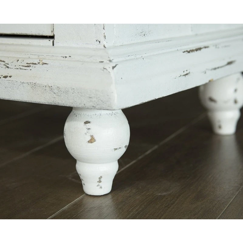 Crafters And Weavers Macao Rustic Modern Solid Wood 4-Door Sideboard, White - Image 4