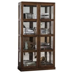 Furniture Of America E-Commerce By Enitial Lab Transitional Wooden Curio Cabinet With Two Glass Doors And Four Shelves Oak