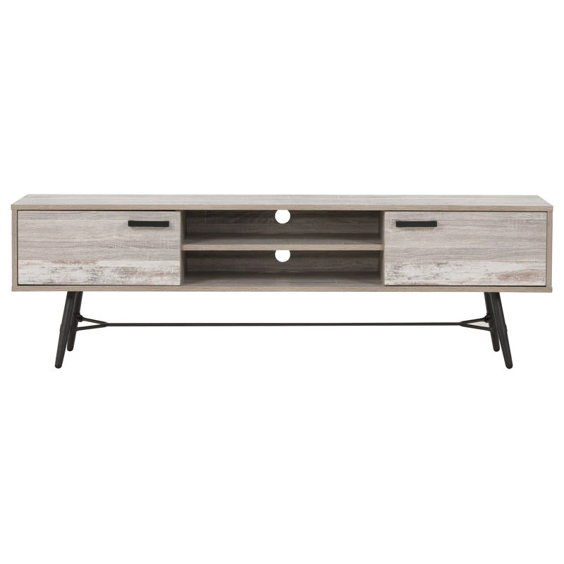 CorLiving Distribution LLC CorLiving Aurora TV Bench, TVs Up To 85", Distressed Light Grey, White Duotone