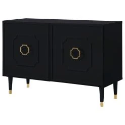 Inspired Home Nohea Sideboard, 2 Doors, Black