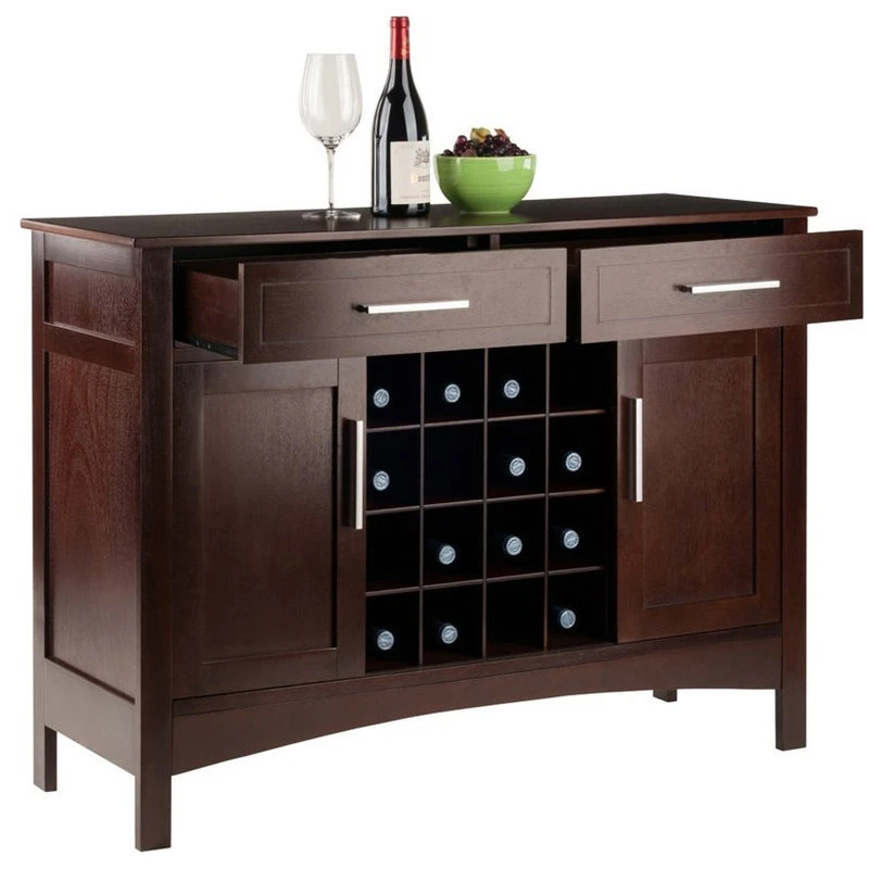 Winsome Gordon Transitional Solid Wood Wine Rack Buffet In Cappuccino 5 Winsome Gordon Transitional Solid Wood Wine Rack Buffet In Cappuccino - Image 5