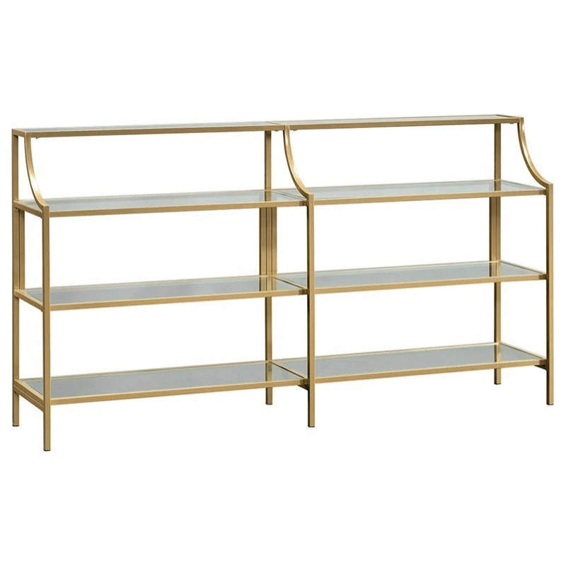 Home Square 2 Piece Bookcase And Console Table Set In Satin Gold 2 Home Square 2 Piece Bookcase And Console Table Set In Satin Gold - Image 2