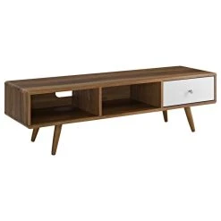 LexMod Transmit 55" TV Stand, Walnut/White