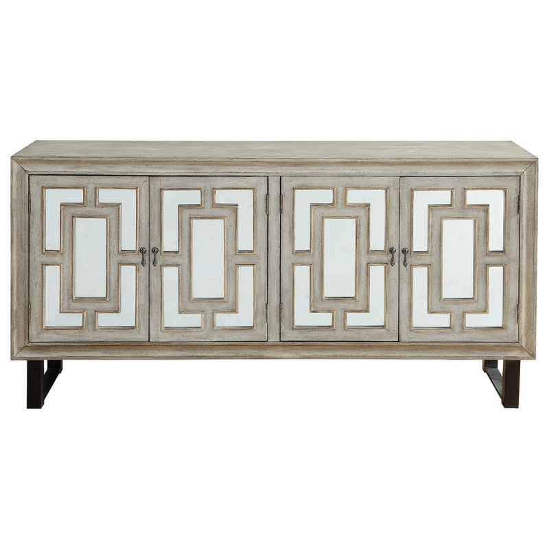 Coast To Coast Imports, LLC 4-Door Media Credenza, Garner Textured Cream - Image 2