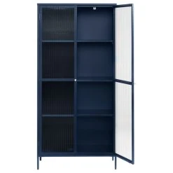 Unique Furniture 75" Contemporary Glass & Metal Display Cabinet In Blue -NovaSolo Shop 2801121b02cee6c0 0758 w800 h800 b1 p0