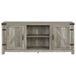 Walker Edison 58" Farmhouse TV Stand With Barn Door Side Doors, Gray