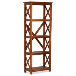 Vida XL International B.V. VidaXL Solid Wood Acacia Bookshelf Honey Finish Bookcase Storage StandShelf
