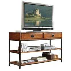 Homestyles Modern Craftsman Wood Media Console In Brown
