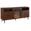 Walker Edison 60" Modern Storage Fireplace Console, Dark Walnut