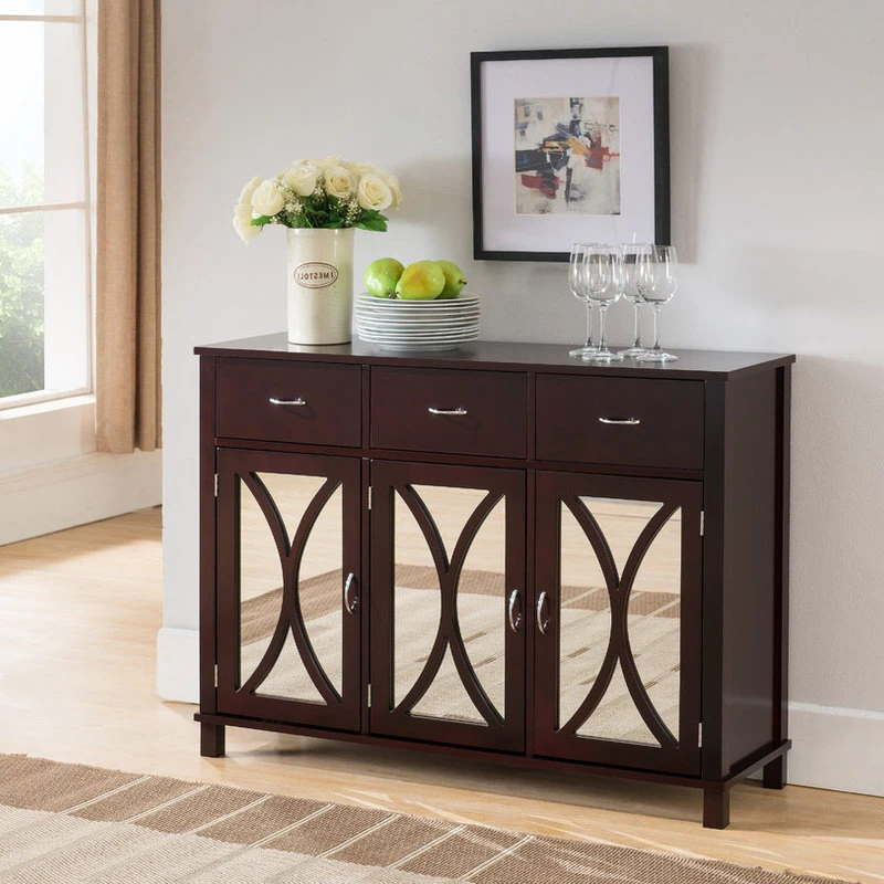 Pilaster Designs Blair Wood Buffet With Mirrored Doors, Espresso - Image 3