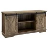 Walker Edison 58" Sliding Barn Door TV Console, Rustic Oak