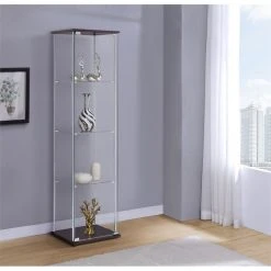 Bowery Hill Contemporary Espresso 4 Shelf Glass Curio Cabinet 9 Bowery Hill Contemporary Espresso 4 Shelf Glass Curio Cabinet -NovaSolo Shop 30518d0603d25838 9006 w800 h800 b0 p0