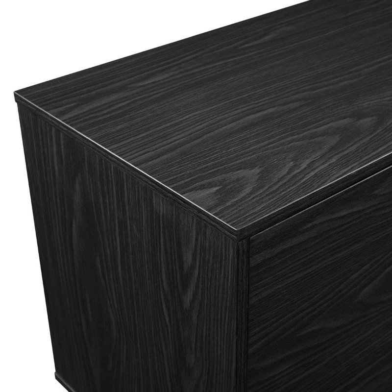 Walker Edison 70" Mid Century Modern Glass Shelf 2 Door TV Stand, Graphite - Image 5