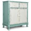Belleze 34" Two Drawer, Two Door Cabinet, Antique Blue