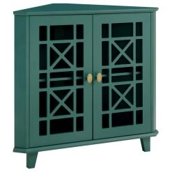Walker Edison Gwen Fretwork Corner Accent Cabinet - Dark Teal