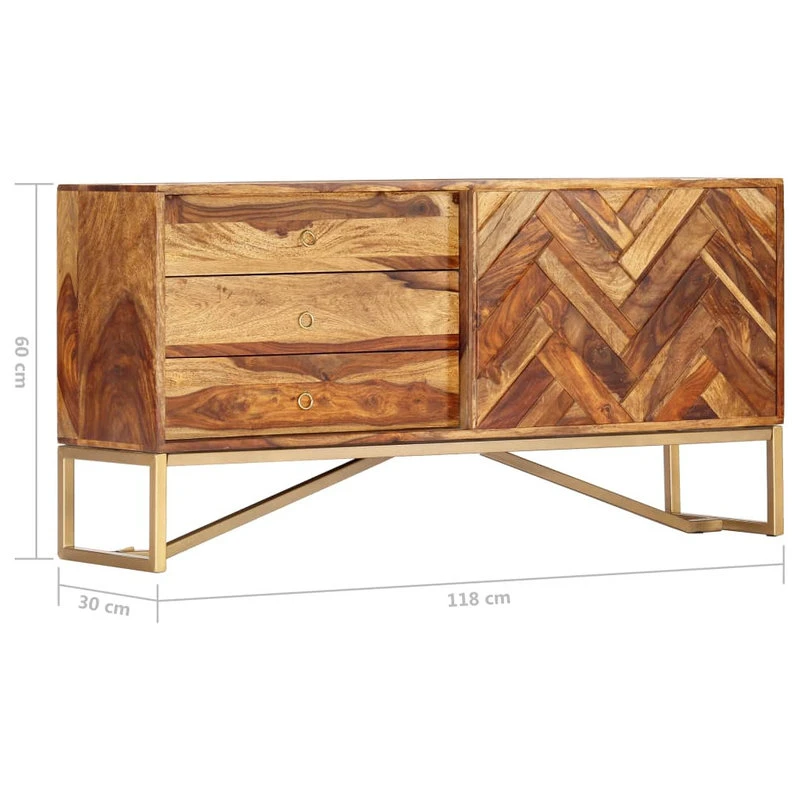 Vida XL International B.V. VidaXL Solid Sheesham Wood Sideboard Side Cabinet Chest Of Drawer Storage Unit - Image 9