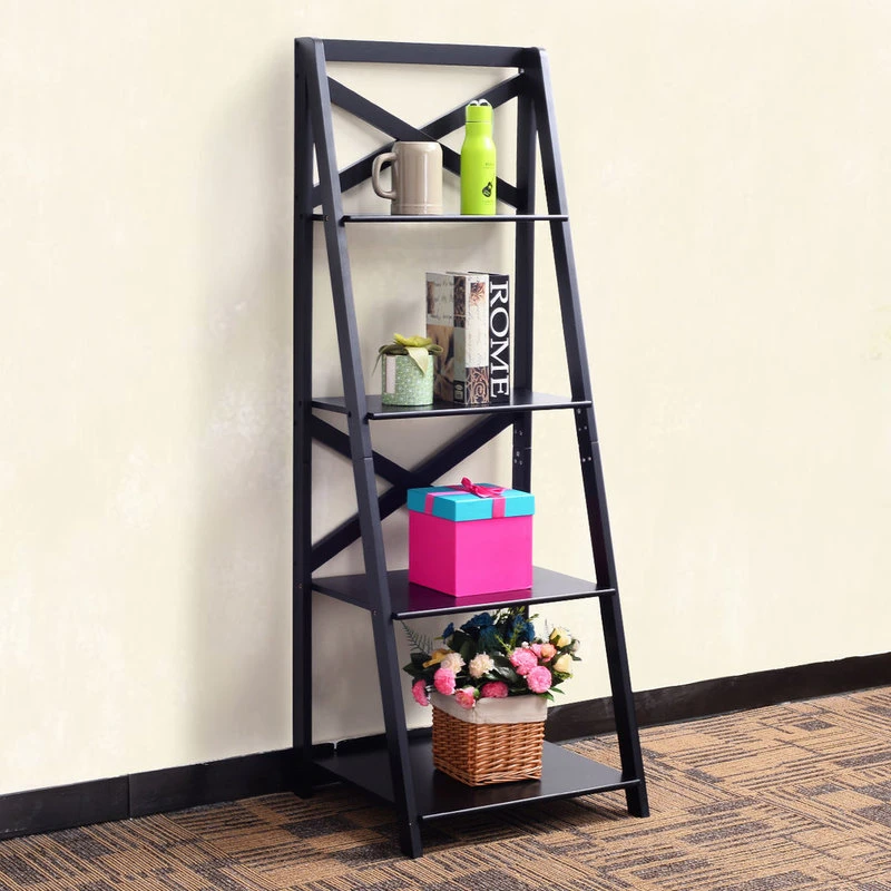 Costway 4-Tier Ladder Shelf Bookshelf Bookcase Storage Display Leaning Home 2 Costway 4-Tier Ladder Shelf Bookshelf Bookcase Storage Display Leaning Home - Image 2