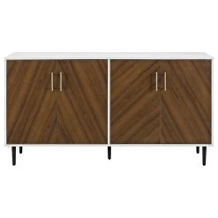 Delacora WE-BDU58HPBM Retro Modern 58"W Buffet Sideboard Credenza - White With