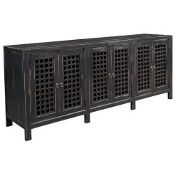 Crafters And Weavers Asbury Solid Wood 6 Door Antiqued Black Sideboard