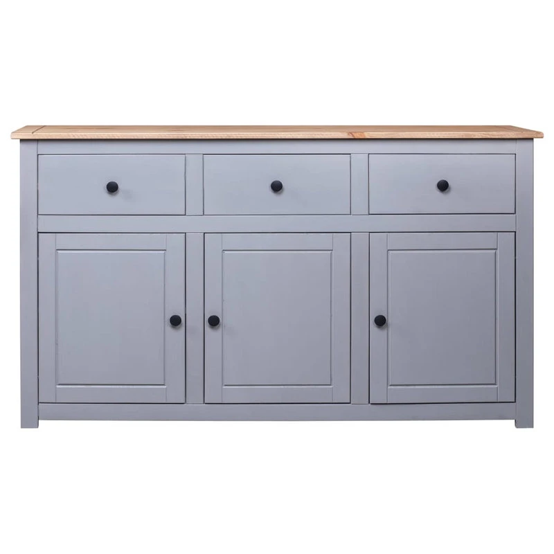 Vida XL International B.V. VidaXL Solid Wood Pine Sideboard Gray Panama Range Storage Cabinet Furniture - Image 2