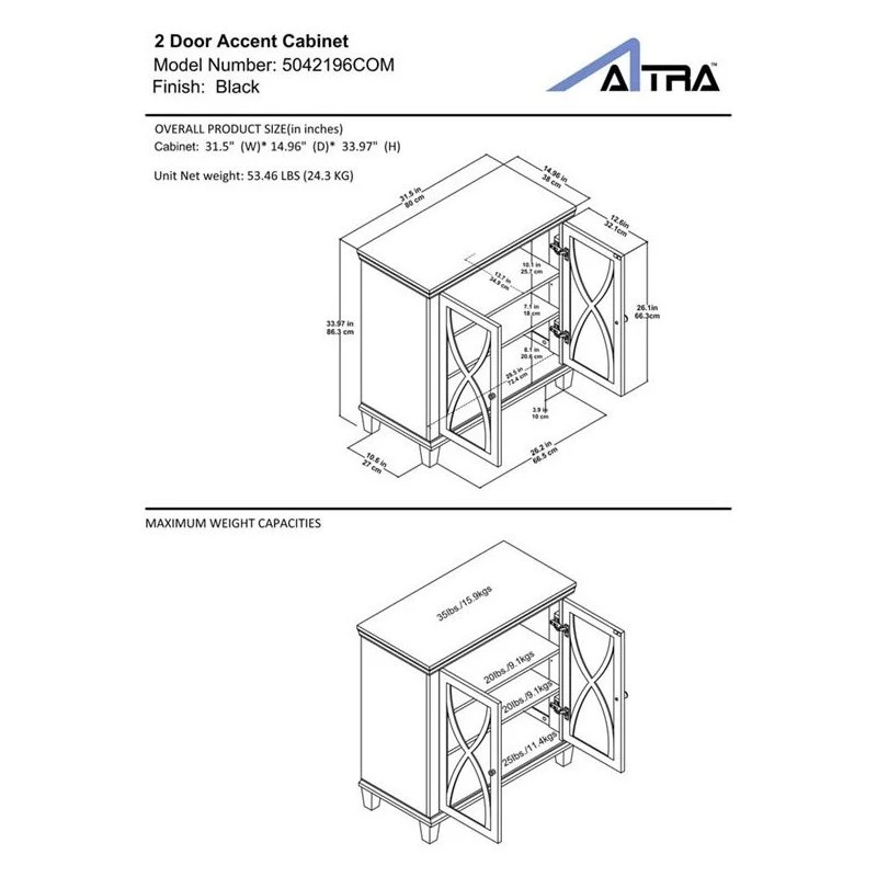 Ameriwood Home Ellington Double Door Accent Cabinet In Black - Image 3