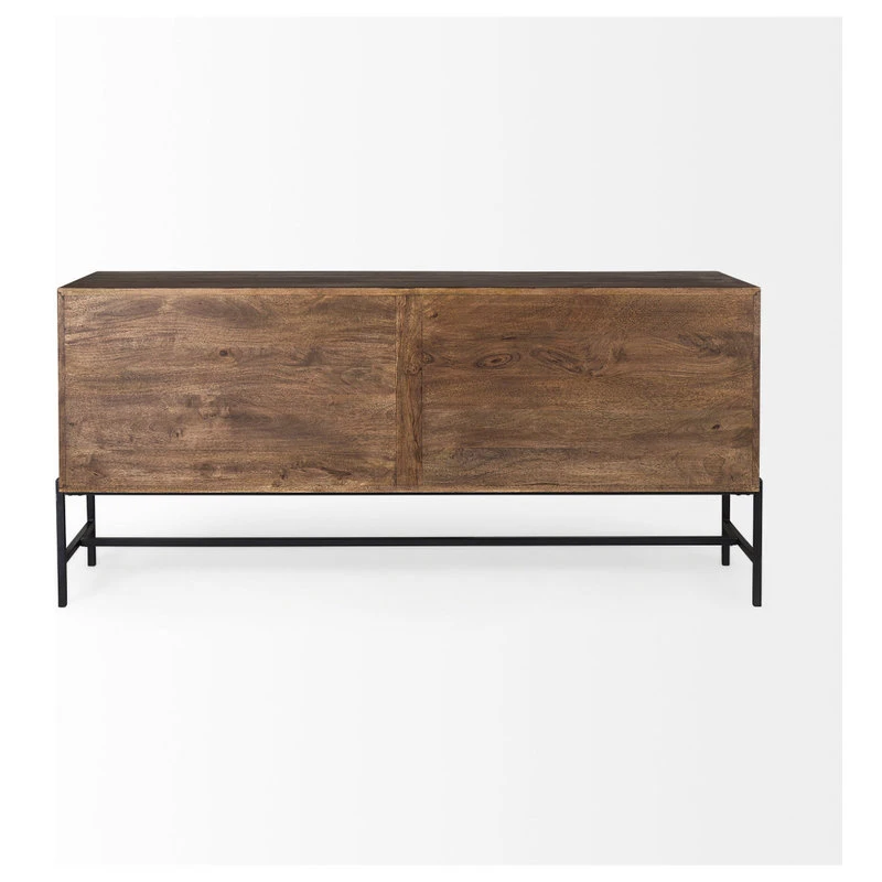 Mercana Arelius Black Metal Base 4 Door Glass Cabinet Sideboard 69293 - Image 4