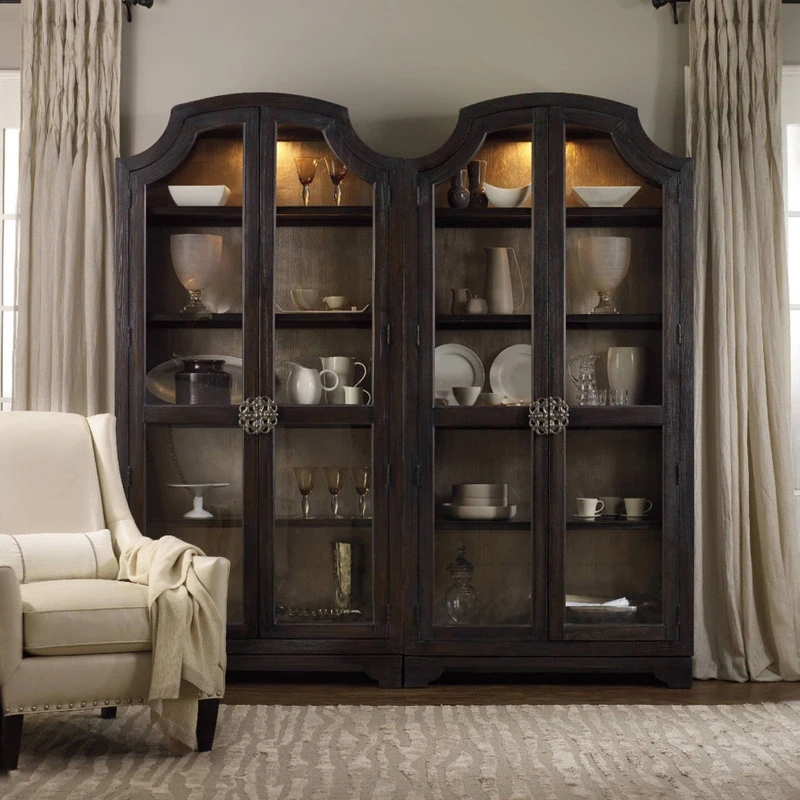 Hooker Furniture 3031-50001 44"W Oak Wood Display Cabinet - Distressed Ebony - Image 3