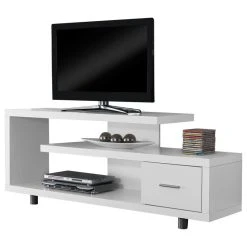 Monarch Specialties Tv Stand, 60 Inch, Console, Living Room, Bedroom, Laminate, White
