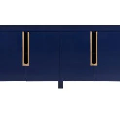 Meridian Furniture Florence Lacquer Sideboard/Buffet With Gold Finish, Navy