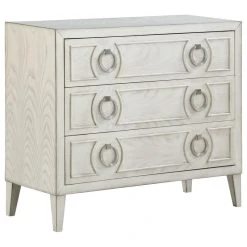 Coast To Coast Imports, LLC Coast To Coast Three Drawer Chest With Reeds White Finish 30511